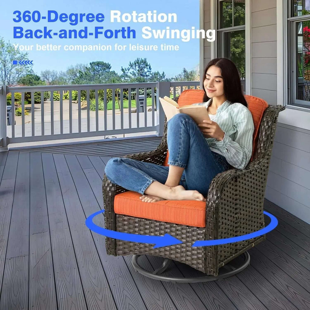 Long - lasting50,000 BTU Rectangular Propane Fire Pit Table 7-Piece High-Back Conversation Sofa and Matching Side Table