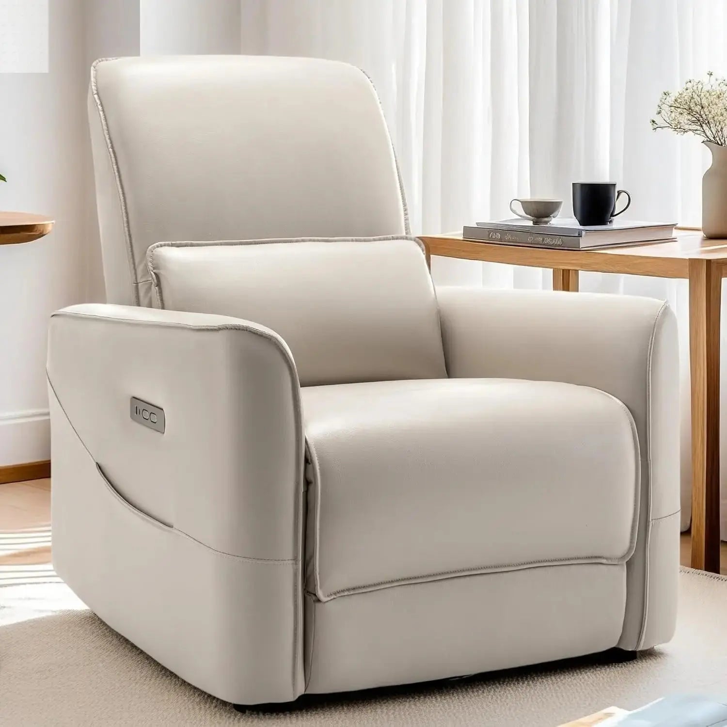 Glider Rocking Chair Nursery, Electric Rocking Recliner Chair of Faux Leather