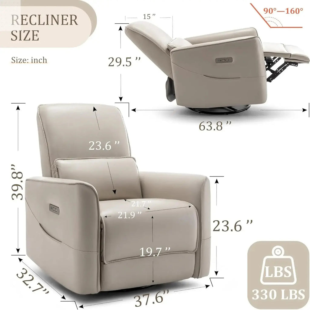 Glider Rocking Chair Nursery, Electric Rocking Recliner Chair of Faux Leather