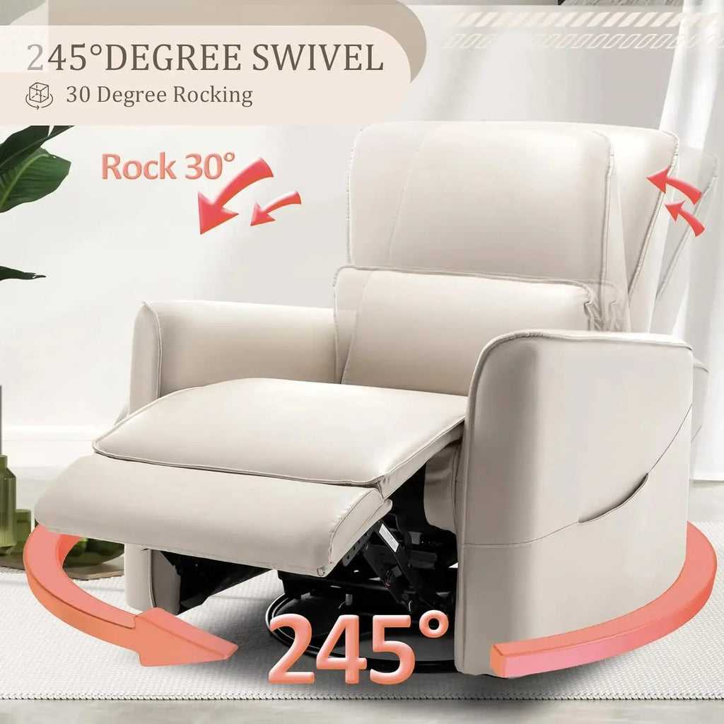 Glider Rocking Chair Nursery, Electric Rocking Recliner Chair of Faux Leather